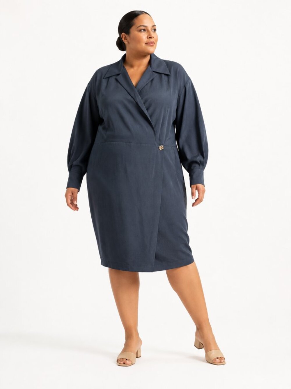 Vince Shaped Collar Wrap Dress Blue Size 24 Plus Size Career Cocktail